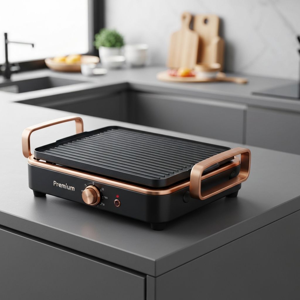 Gotham Steel Smokeless Indoor Grill on modern kitchen counter